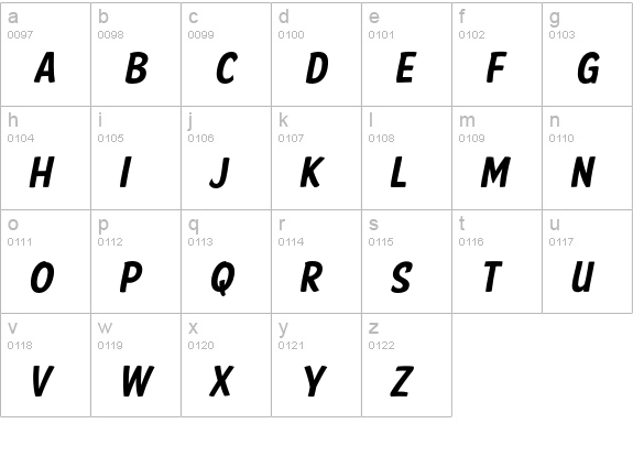 FTY SPEEDY CASUAL 001 NCV lowercase a-z preview