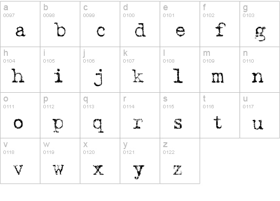 Fucked Olympia J lowercase a-z preview