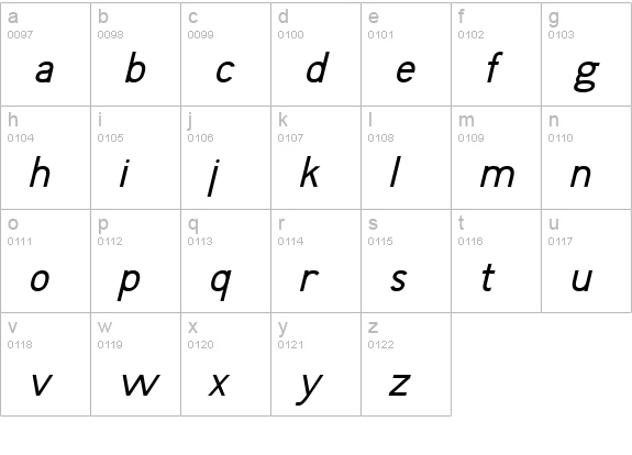 Fudd Italic lowercase a-z preview