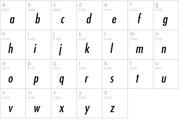 Fujiyama Italic lowercase a-z preview