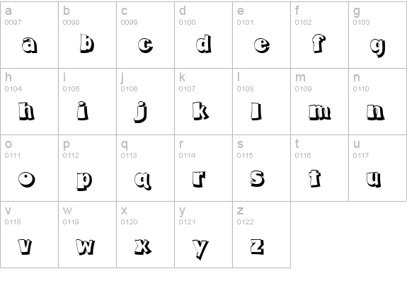 Fumo Dropshadow MN lowercase a-z preview