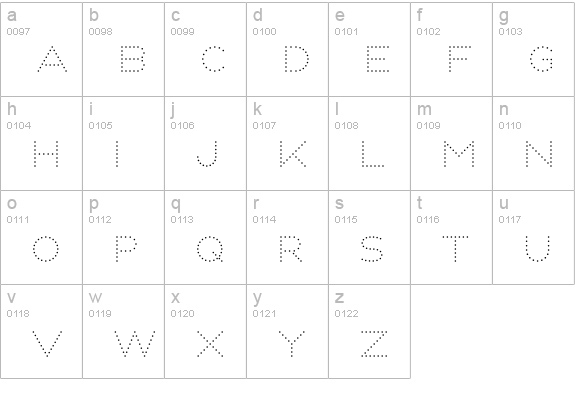 Fun City Level 1 Dots lowercase a-z preview