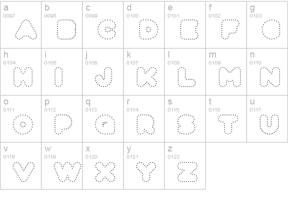 Fun City Level 5 Dots lowercase a-z preview