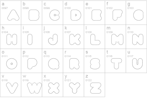 Fun City Level 6 Dots lowercase a-z preview