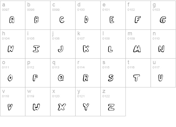 Funky Muskrat Regular lowercase a-z preview