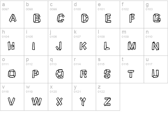 Funky Stoneage lowercase a-z preview