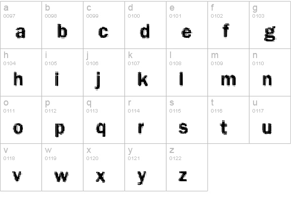 Funky12-Bold lowercase a-z preview