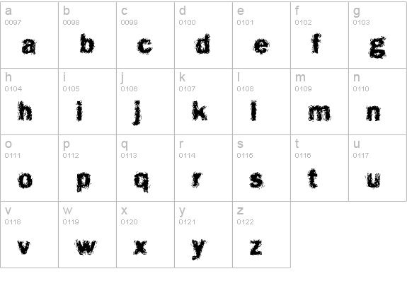 Funky16-Bold lowercase a-z preview