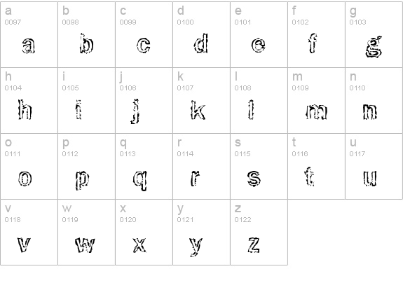 Funky31-Bold lowercase a-z preview