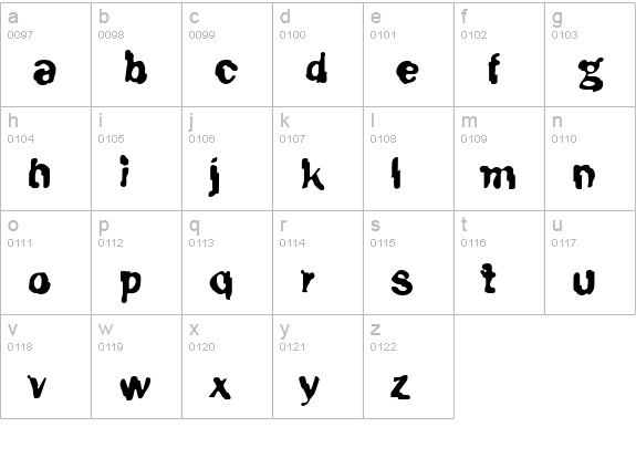 Funky39-Bold lowercase a-z preview