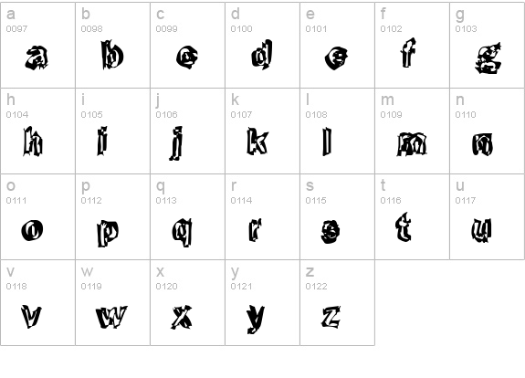 Funky43-Bold lowercase a-z preview