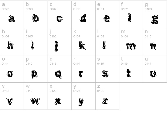 Funky45-Bold lowercase a-z preview