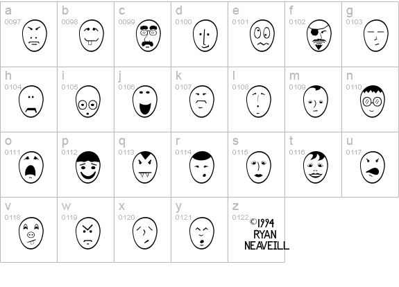 Funny Face lowercase a-z preview
