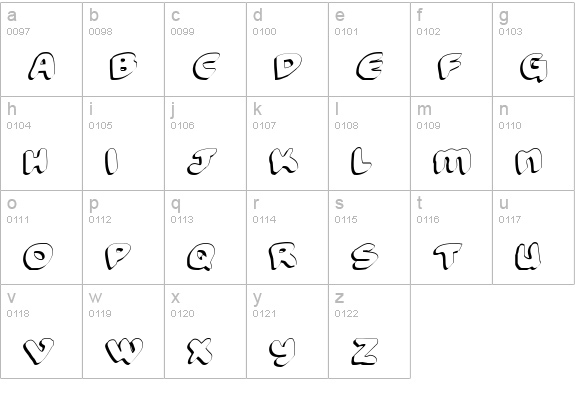 Funny Pages Shadow lowercase a-z preview