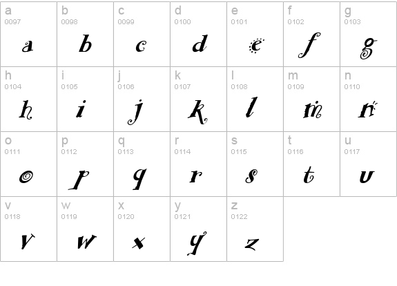 FunstuffXitalic Bold lowercase a-z preview