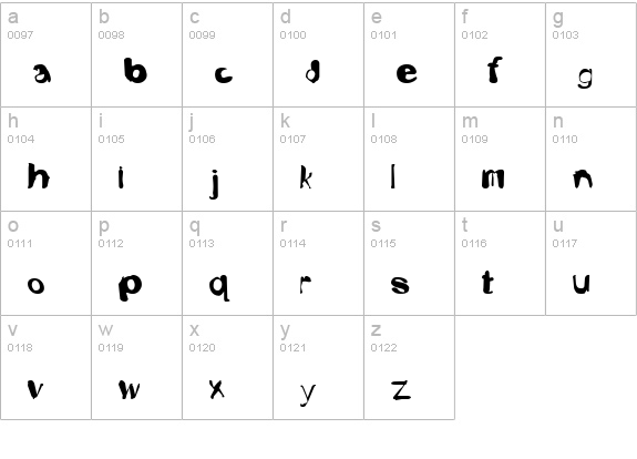 Fusty Luggs lowercase a-z preview