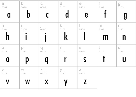 Futura-Condensed-Normal lowercase a-z preview