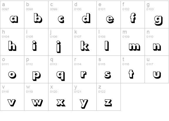 Futura Extra Bold Shaded lowercase a-z preview