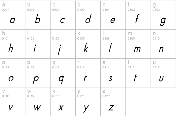 FuturaCndObl-No lowercase a-z preview