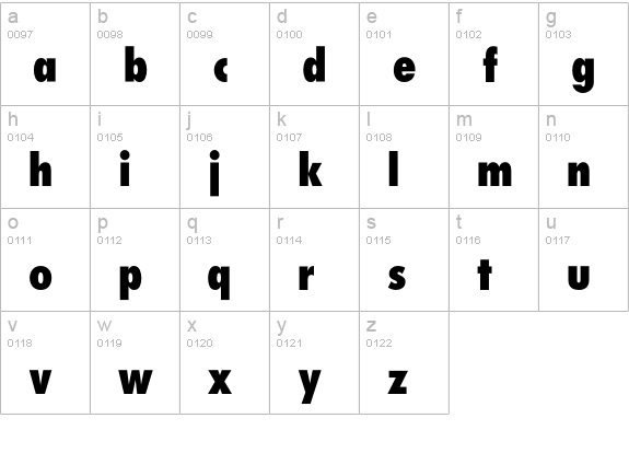 FuturaCondExtraBold lowercase a-z preview