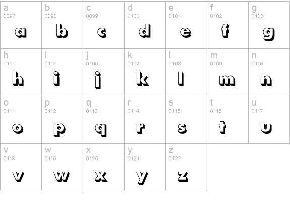 FuturaEF-ExtraBoldShadowed lowercase a-z preview