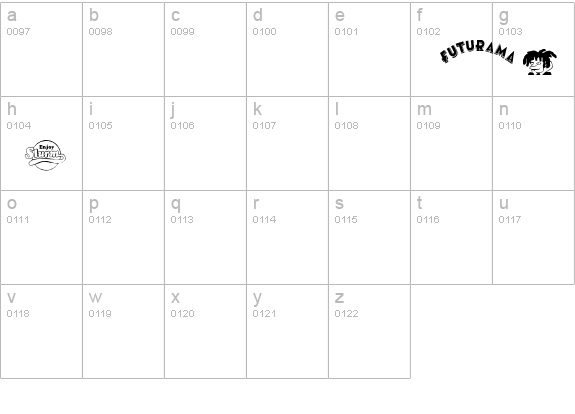 futurama dingbats lowercase a-z preview