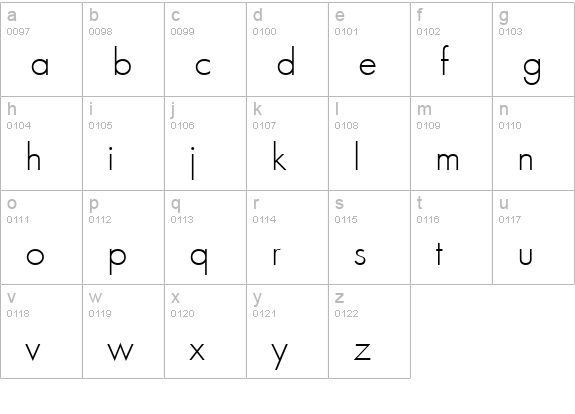 FuturaTEELig lowercase a-z preview