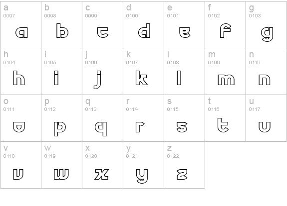 Futurex Phat Outline lowercase a-z preview