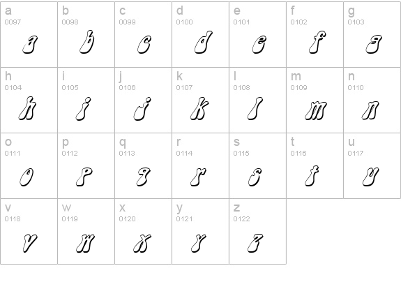FZ JAZZY 14 3D ITALIC lowercase a-z preview