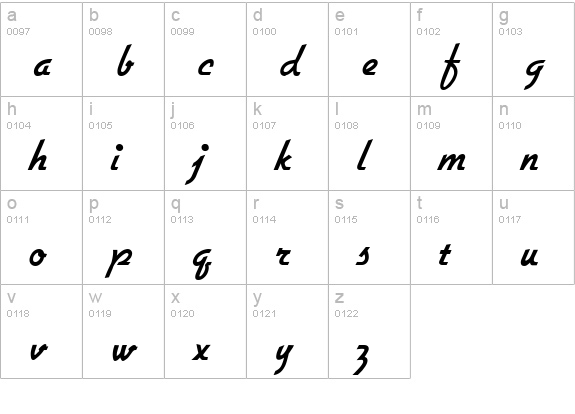 G731-Script-Regular lowercase a-z preview