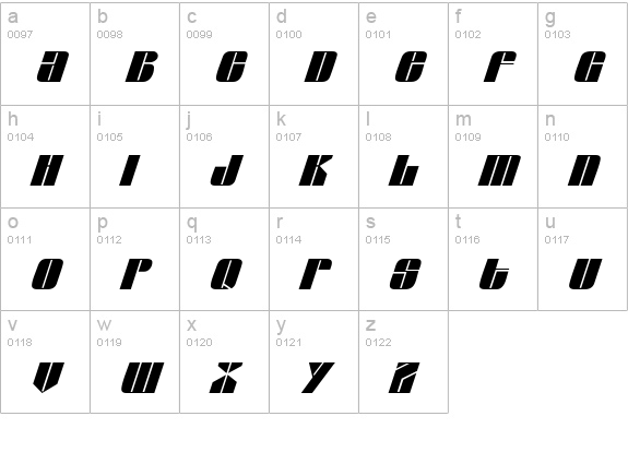 G761-Deco-Italic lowercase a-z preview