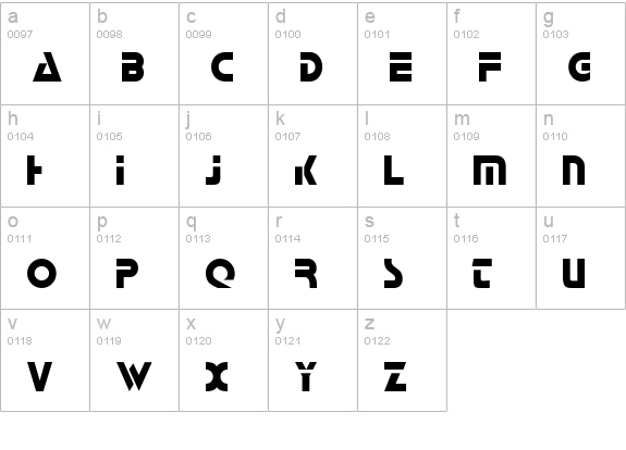 Galactican lowercase a-z preview