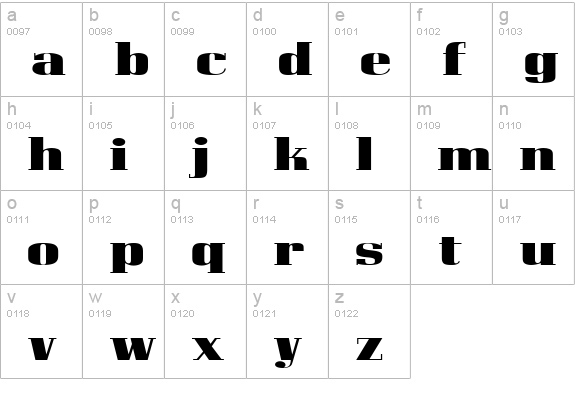 Galaxy Roman lowercase a-z preview