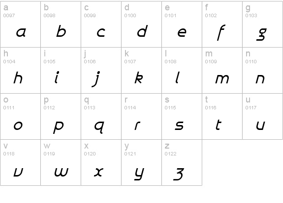 Galexica BoldItalic lowercase a-z preview