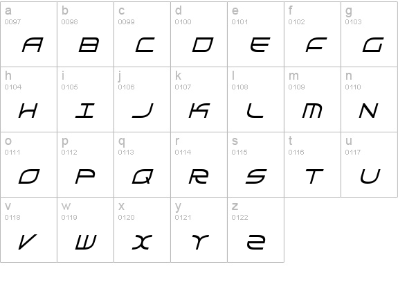 Galga Bold CondensedItalic lowercase a-z preview