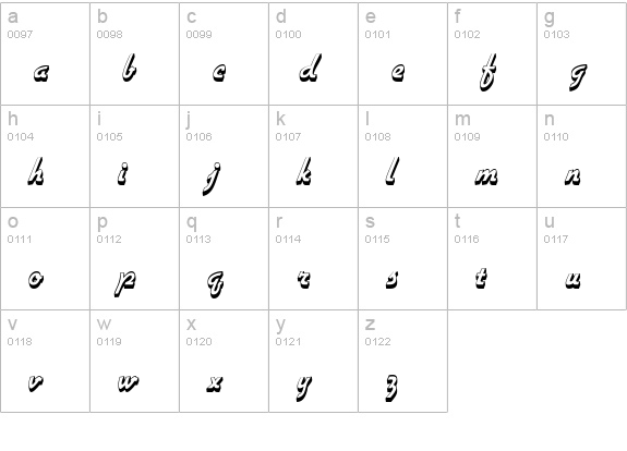 GallanteOutline lowercase a-z preview