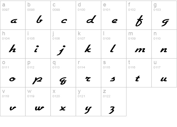 GallanteWide Regular lowercase a-z preview