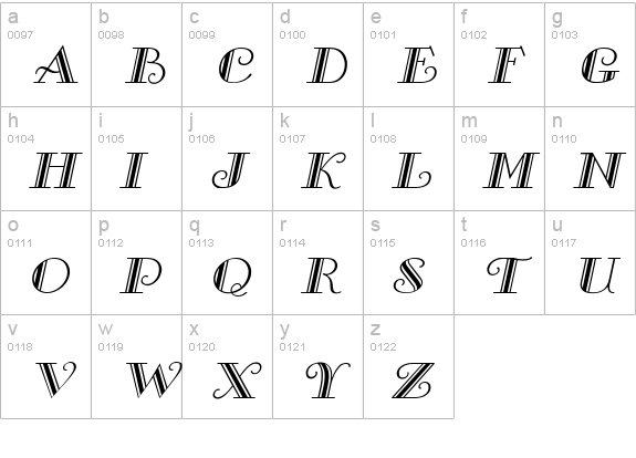 Gallery Italic lowercase a-z preview