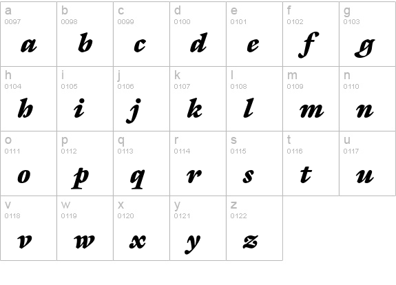 GalliardEF-UltraItalic lowercase a-z preview