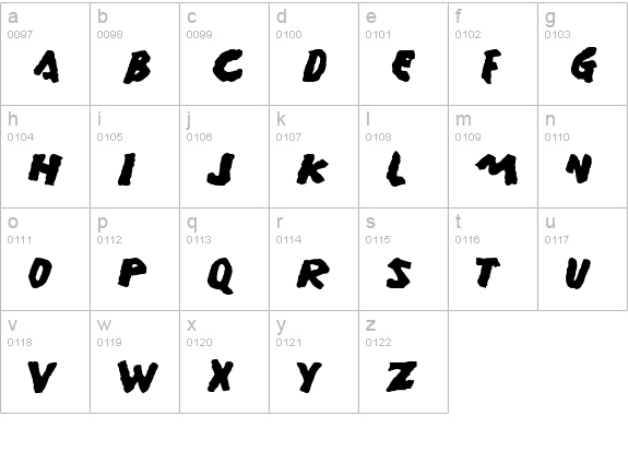 Gamera lowercase a-z preview