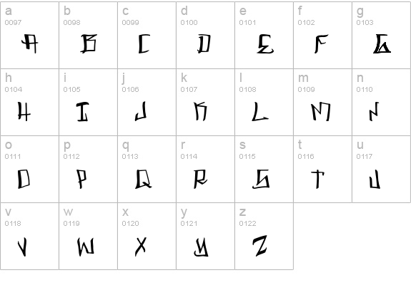 GANGSTA lowercase a-z preview