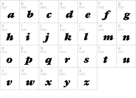 Garamond* Ultra Italic lowercase a-z preview
