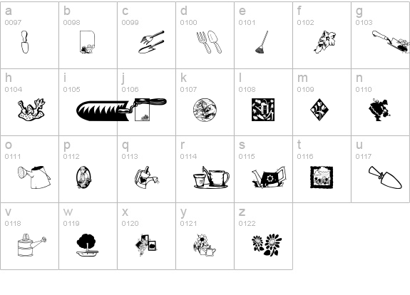 Garden Time lowercase a-z preview