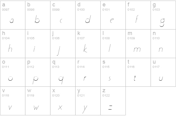 GatsbyFLF-Italic lowercase a-z preview