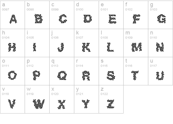 GaudiTiles lowercase a-z preview