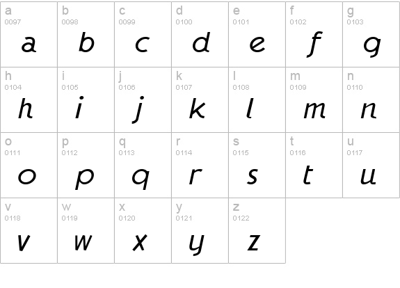 GaumontLight Italic lowercase a-z preview