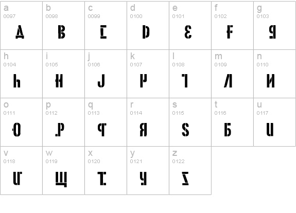 Gazz-Stencil lowercase a-z preview