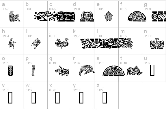 GE Celtic Art lowercase a-z preview