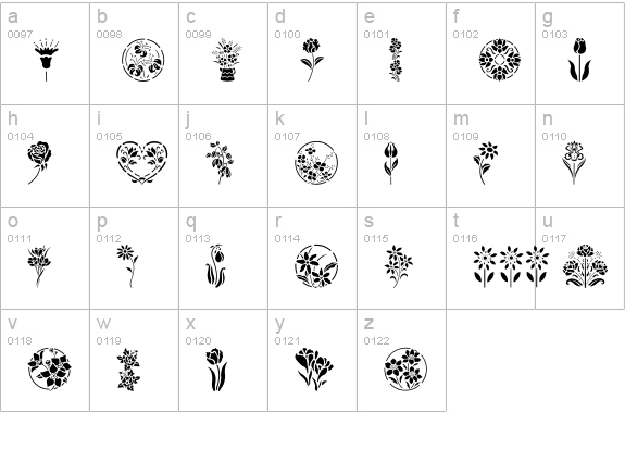 GE Floral Stencils lowercase a-z preview