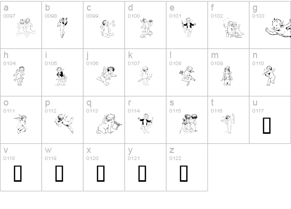 GE Old Fashioned Cherubs lowercase a-z preview